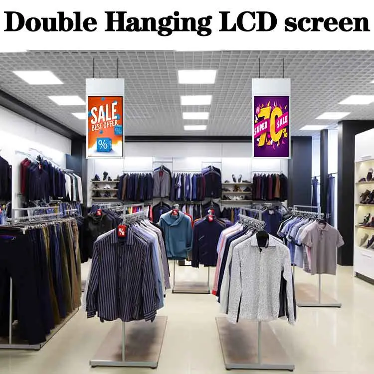 Advertising Double Sided Hanging Display Digital Signage LCD High Brightness LCD Digital Advertising Transparent Screen Display