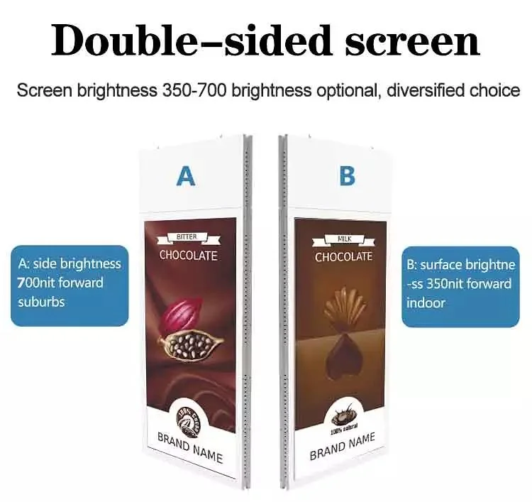 Advertising Double Sided Hanging Display Digital Signage LCD High Brightness LCD Digital Advertising Transparent Screen Display